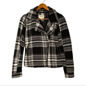 Mossimo Plaid Asymmetrical Sweater Jacket
